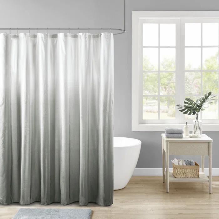 Madison Park Ara Ombre Printed Seersucker Single Shower Curtain