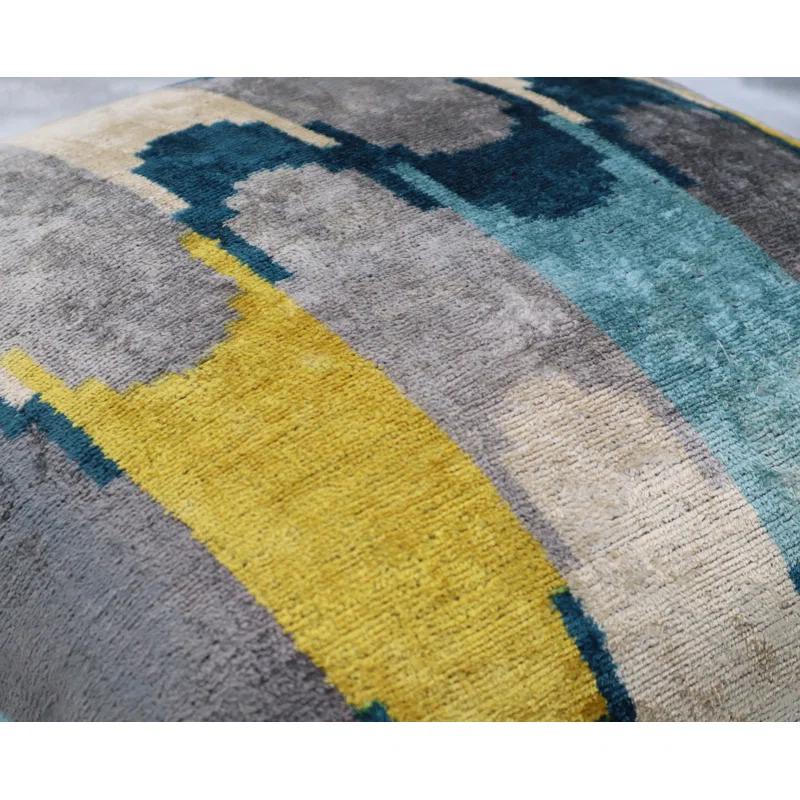 Canvello Handmade Grau Blue Yello Velvet Throw Pillows - 20x20