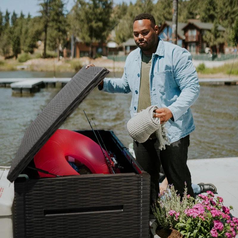 Keter Keter Java 230 Gallon XXL Durable Resin Outdoor Storage and Organization Deck Box Ideal For Garden Patio Furniture and Supplies
