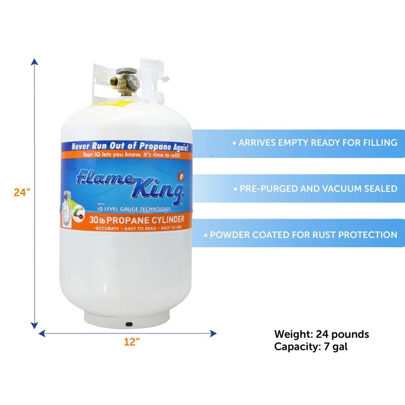 Flame King Flame King 30LB Empty Steel Propane Tank LP Cylinder, OPD Valve & Built-in Gauge for Grills & BBQs
