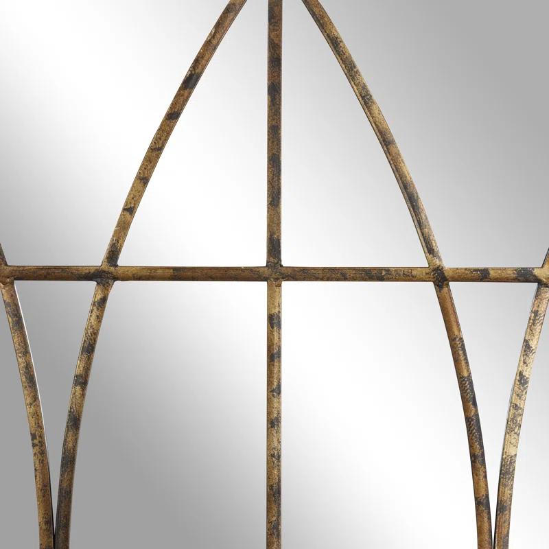 One Allium Way® Metal Window Pane Inspired Room Wall Mirror with Arched Top
