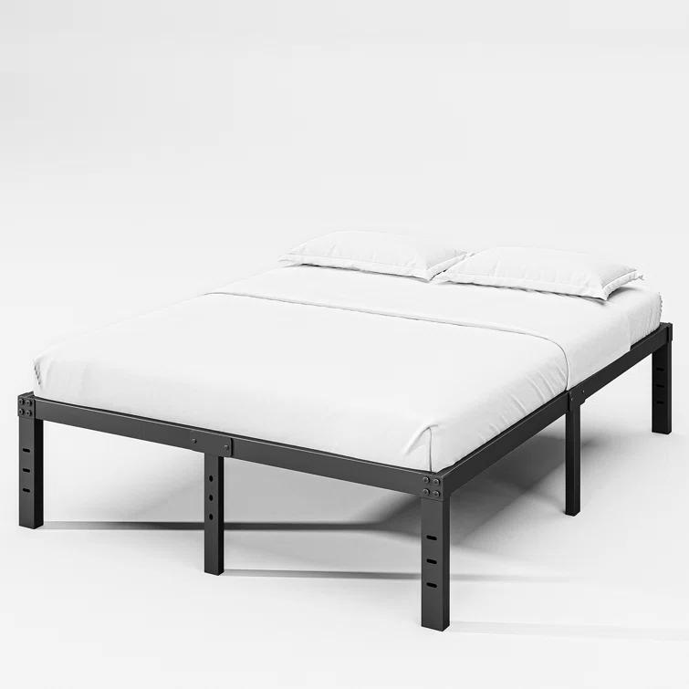Latitude Run® Amylia 18 Inch Metal Iron Platform Bed Frame, with Wood Slat Support, Heavy Duty Mattress Foundation, Noise Free,Double Beds for Couples, Families , Perfect for Master Bedrooms & Shared Living Space, King