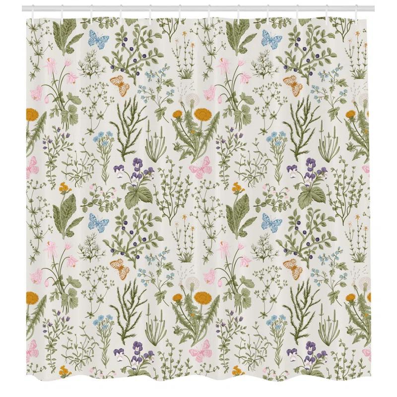 Ambesonne Floral Shower Curtain with Hooks Included