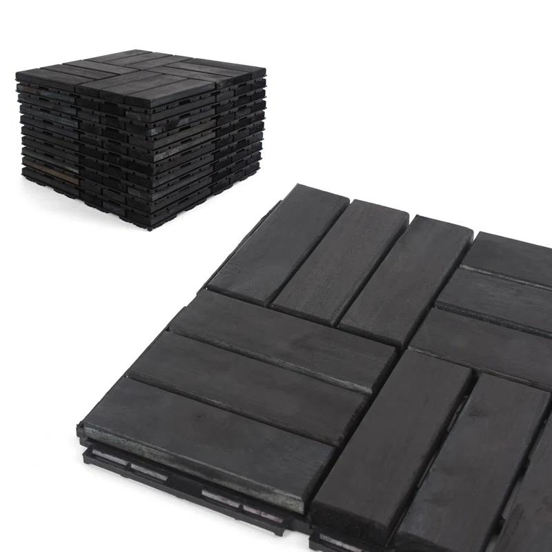 3rd Street Inn 12" x 12" Wood Interlocking Deck Tile (Set of 10)