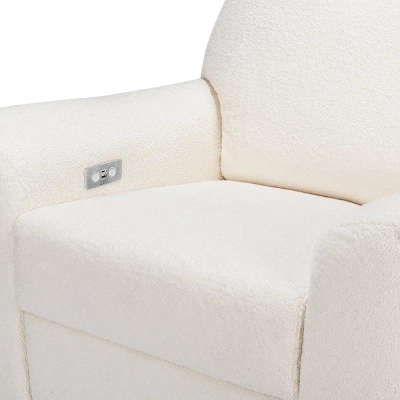 Babyletto Sunday Performance Chantilly Fleece Nursery Power Glider Recliner Chair with Light Wood Base