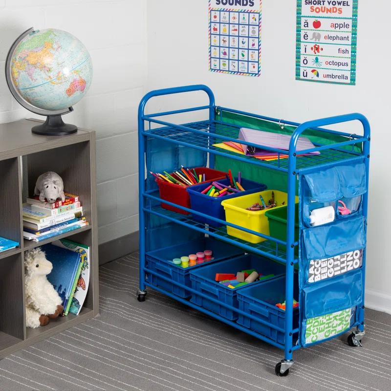 Zoomie Kids Harriotte 3 Compartment Metal Teaching Cart