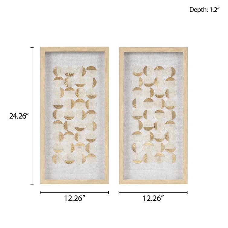Mercury Row® Zeringue Emblem Natural Capiz with Gold Foil Shadowbox Wall Décor (Set of 2)