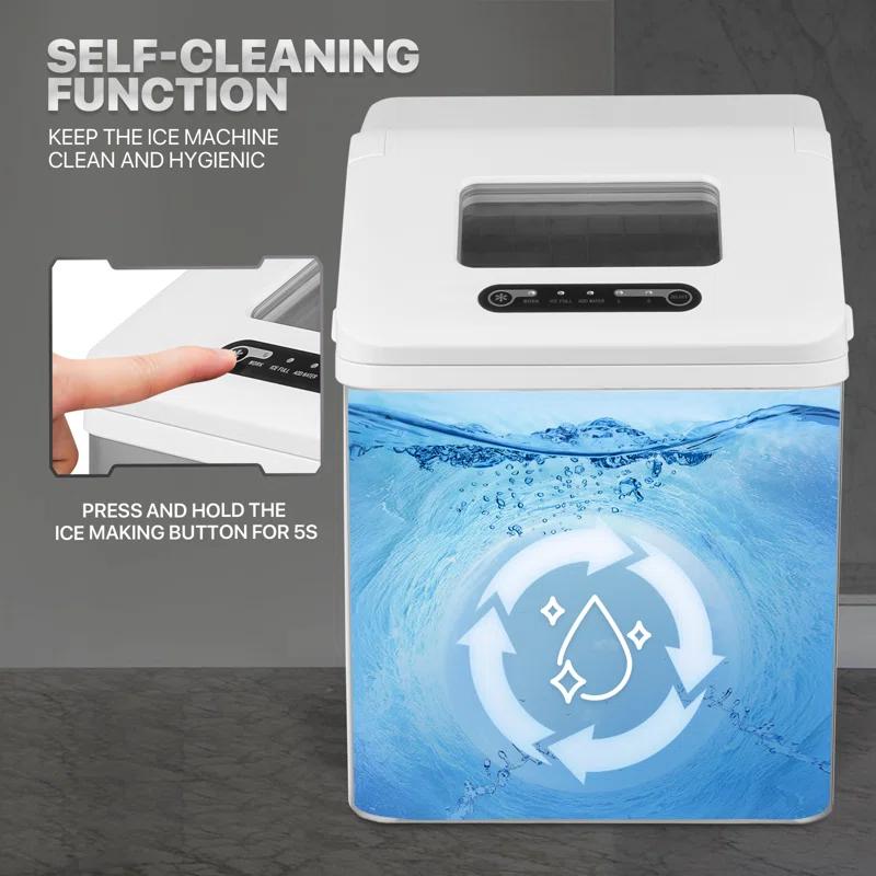 MoNiBloom Countertop Ice Maker Machine with Auto-Cleaning, 26lbs in 24Hrs, 32 Ice Cubes Ready in 20 Mins, Portable Ice Maker with Basket and Scoop