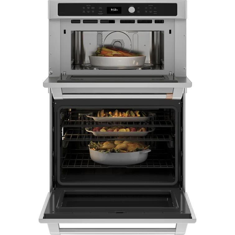 Café 30" Self-Cleaning Convection Electric Double Wall Oven with Built-in Microwave CTC912P2NS1