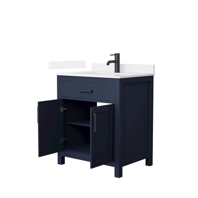 Wyndham Collection Beckett 30" Freestanding Single Bathroom Vanity with Quartz Top
