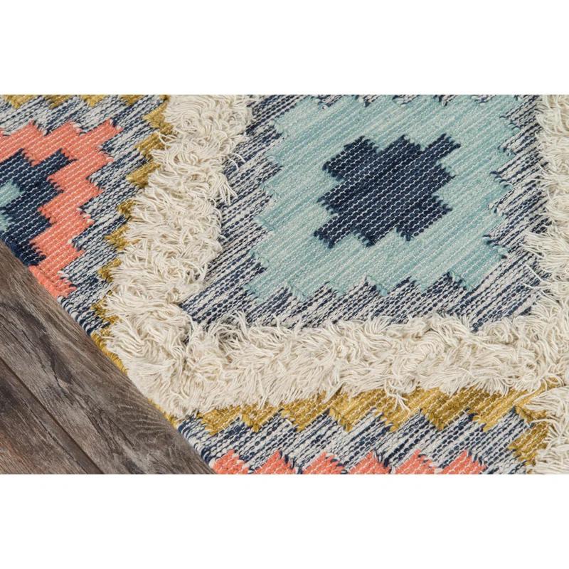 Foundry Select Osiris Southwestern Handmade Wool Area Rug in Peach/Beige/Blue