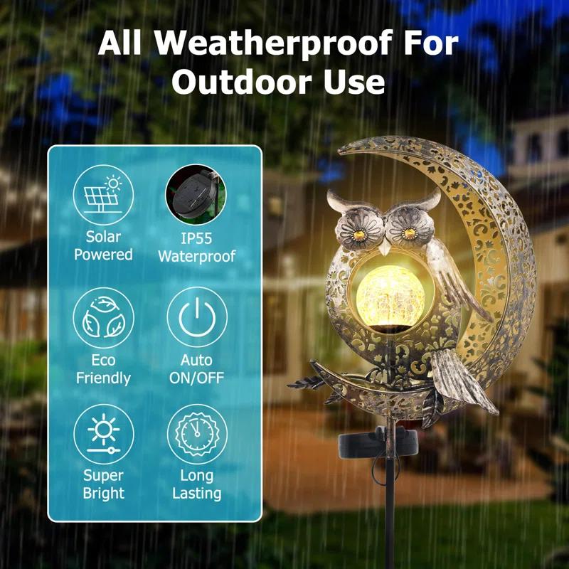 Arlmont & Co. Owl Solar Lights Outdoor Garden, Outdoor Waterproof Garden Decorative Owl Decor Lights For Patio Table Pathway Balcony Lawn Yard Decor Present For Mom Grandma Birthday