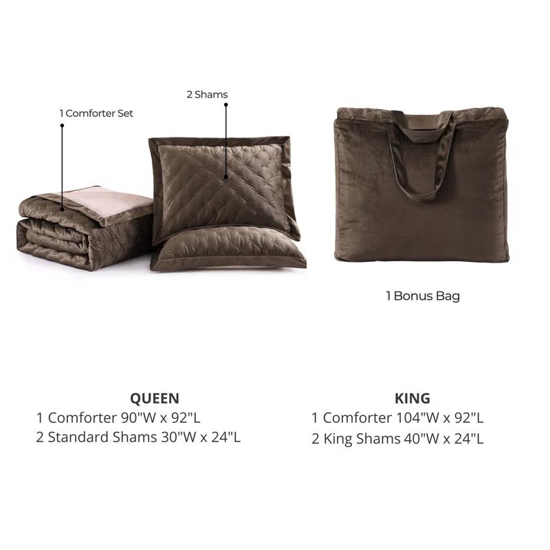 BeBeJan Bebejan 3 Piece Velvet Comforter Set