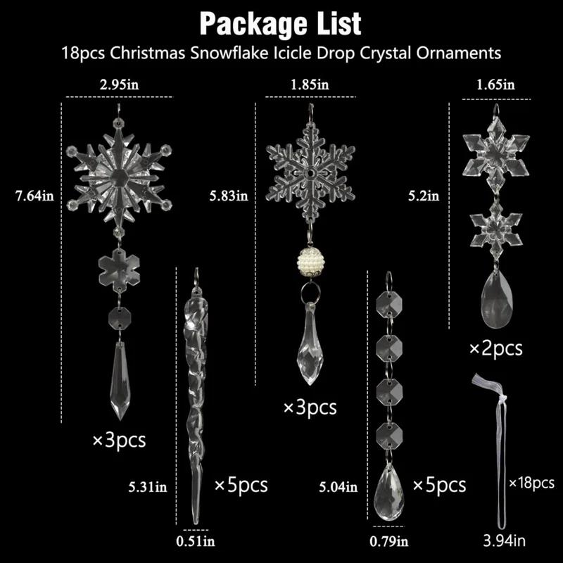 Christmas Tree Decoration Crystal Ornaments - Hanging Acrylic Christmas Snowflake Icicle Drop Crystal Ornaments For Christmas Tree Winter New Year Party Supplies