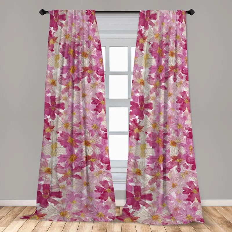 Ambesonne Microfiber Semi Sheer Sliding Panel Pair