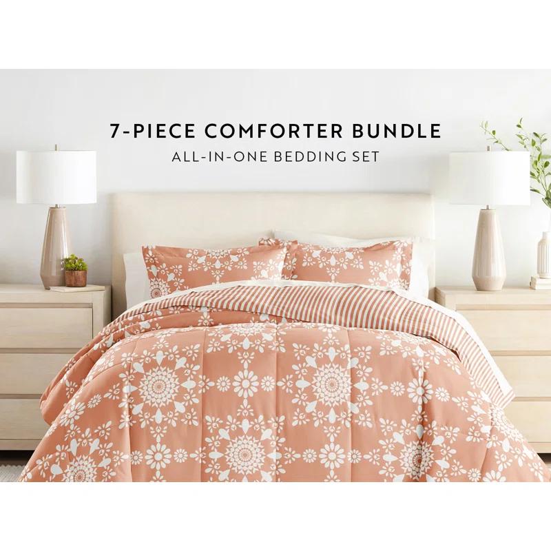 IEnjoy Home 7-Piece Bedding Bundle - Pattern Comforter and Sheet Set