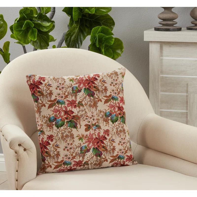 Saro Gertrude Collection Floral Reversible Pillow Cover