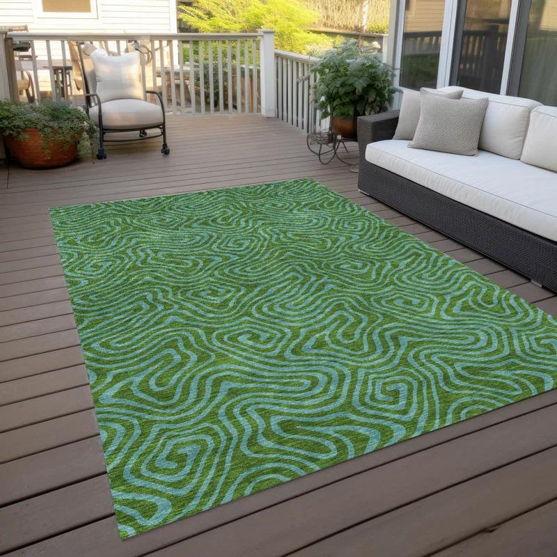 Machine Washable Indoor/Outdoor Chayden ACN1031 Green Rug