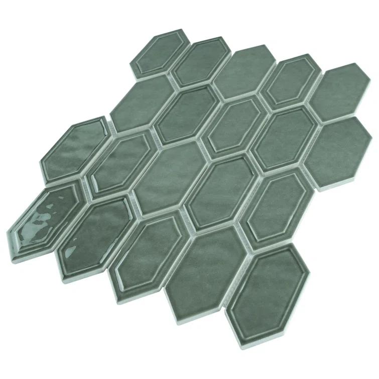 Supreme Tile Classic 13.31 in. x 10.24 in. Picket Glossy Glass Mosaic Tile