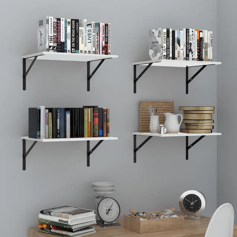 Rebrilliant Deep Floating Wall Shelves - 4 Sets Of 12 Inch Wide Wood Shelves For Bathroom, Bedroom, Kitchen, Living Room