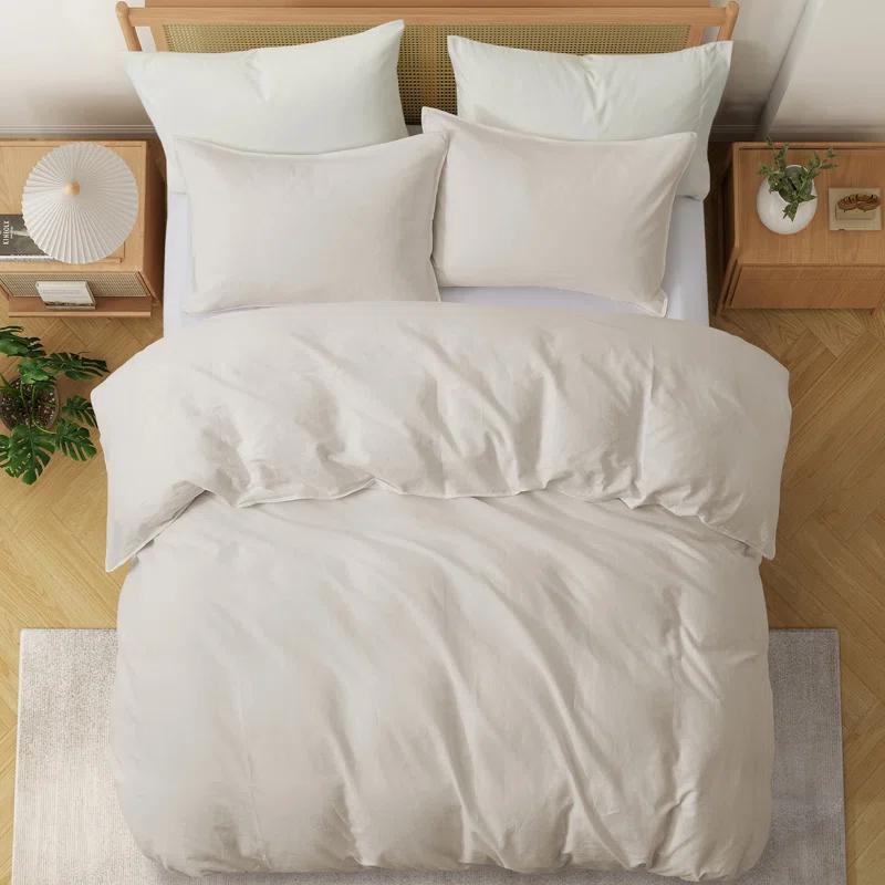 Peace Nest Linen and Cotton Duvet Cover with Pillowcase
