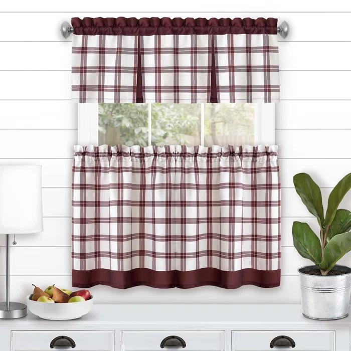 Achim Importing Co Plaid Tailored Kitchen Curtain