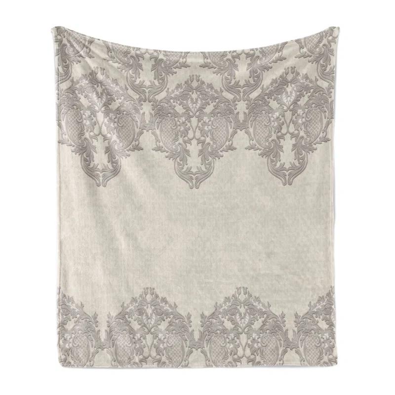 Ambesonne Ambesonne Taupe Fleece Throw Blanket Retro Delicate Lace Like Taupe