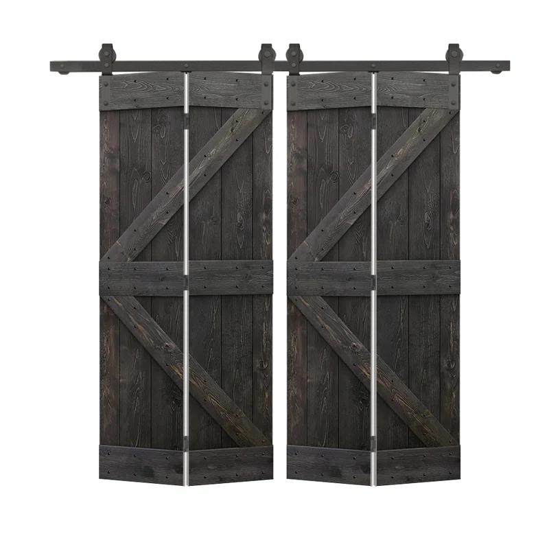 Calhome 84'' Solid Wood Barn Doors Painted without Installation Hardware Kit Barn Door