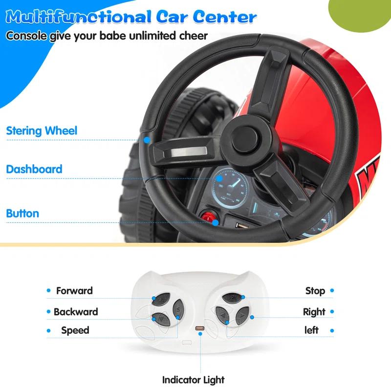 EROMMY EROMMY 12 Volt 1 Seater Tractors / Construction Battery Powered Ride On with Remote Control