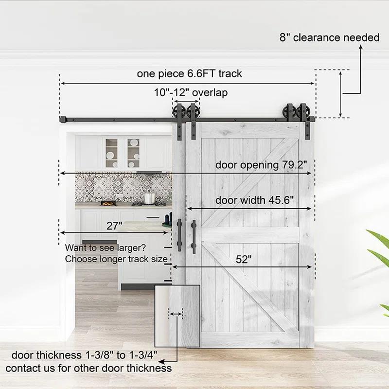 HomLux Standard Double Barn Door Hardware Kit