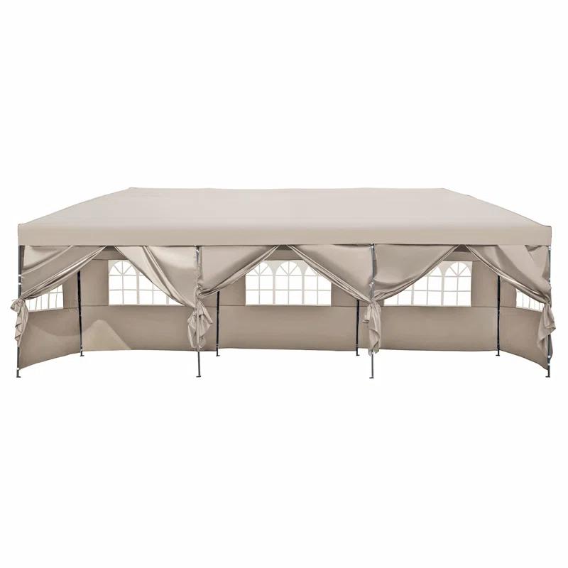 GROUPES 10X30 Pop Up Canopy With Sidewalls, Heavy Duty Outdoor Party Tent With Wheeled Bag, For Patio,Wedding, Backyard