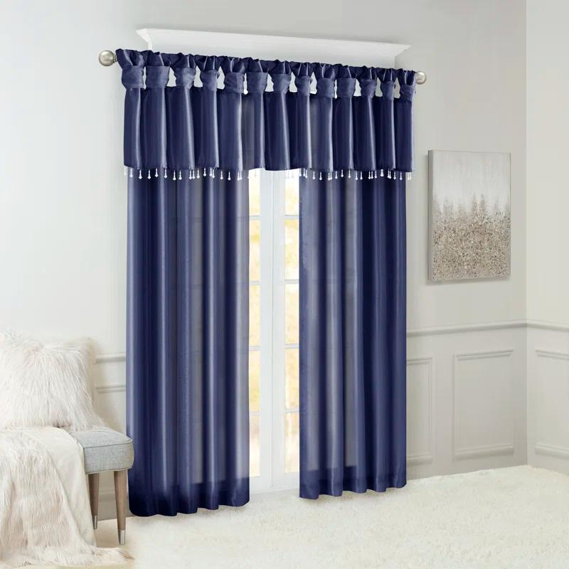 Madison Park Emilia Lightweight Faux Silk Single Valance with Beads