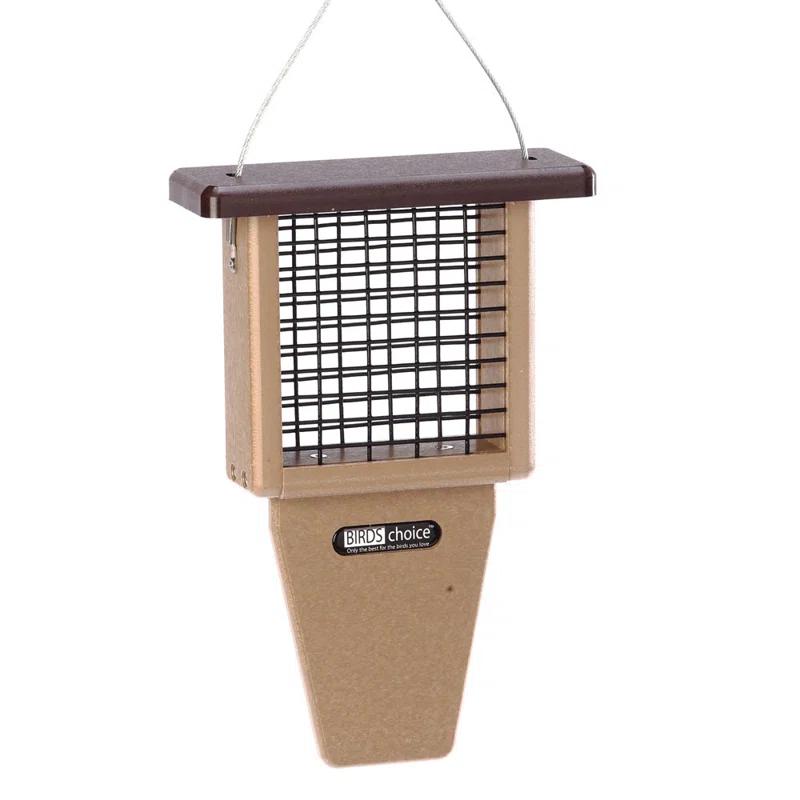 Birds Choice Birds Choice 12" Recycled Single Cake Tail Prop Suet Feeder, Taupe/Green