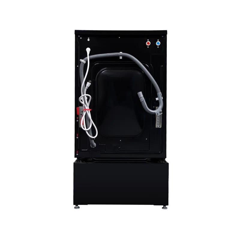 Equator Advanced Appliances All-in-one Washer Dryer Ventless FULLY BUILTIN 0-CLEARANCE 1.62cf/15lbs 110V 1400RPM with Pedestal EZ 4700 C + PDL 4455 Black