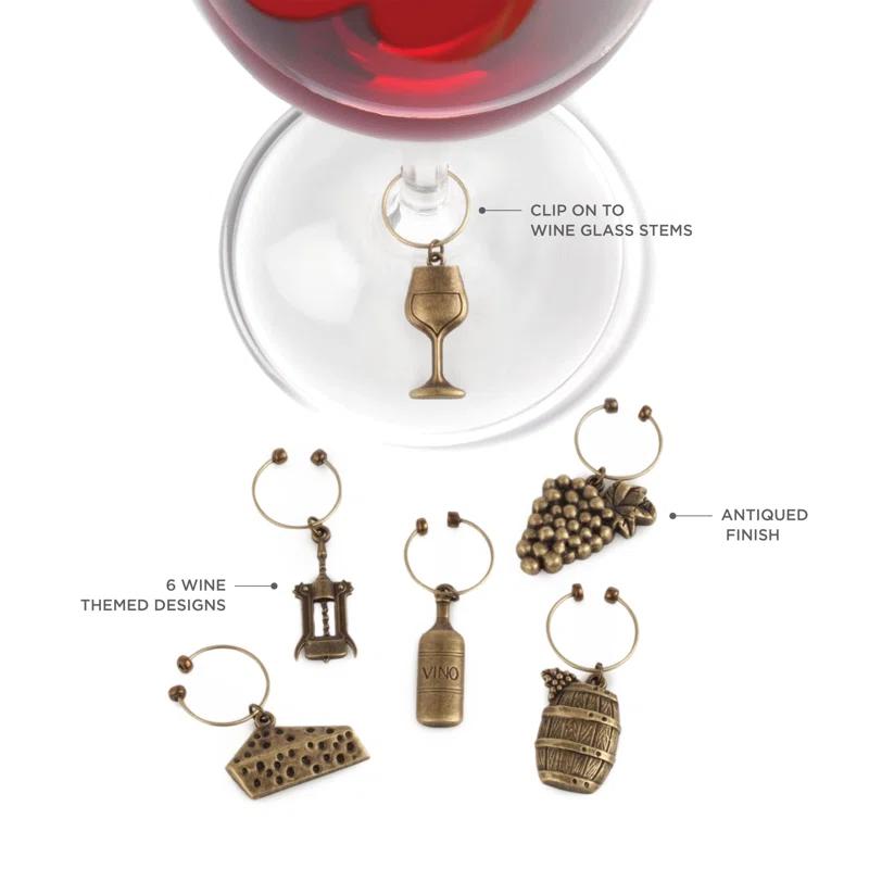 Twine Grapevine Gold Vineyard Wine Charms
