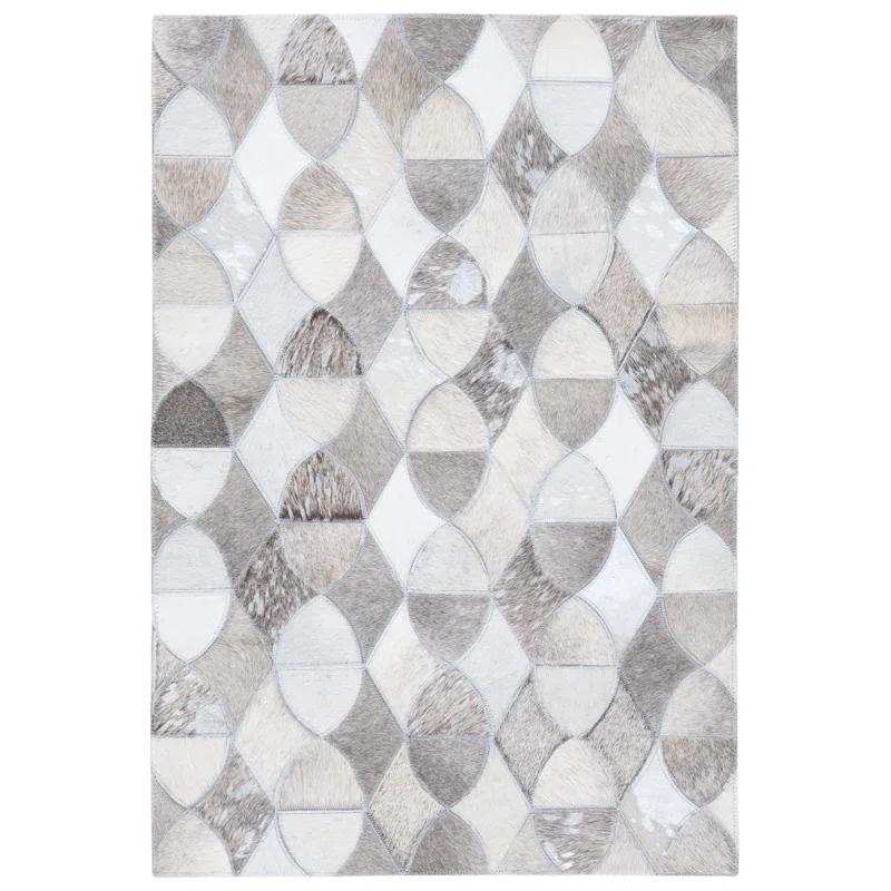 Union Rustic Abbie-Lei Flat Weave Hair On Leather Geometric Rug
