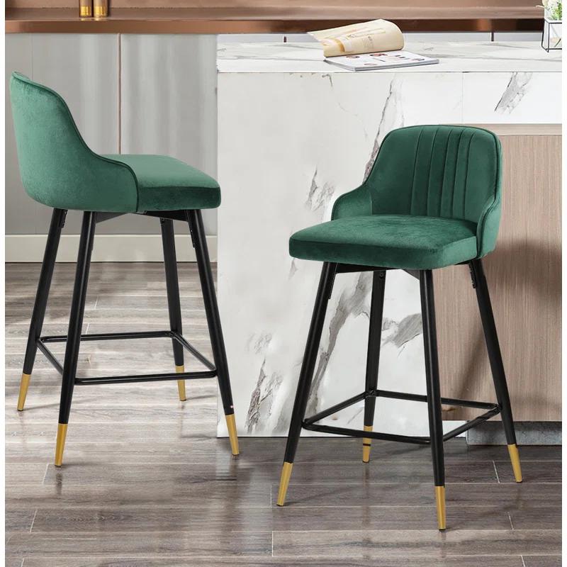 Swivel Velvet Upholstered Counter & Bar Stool (Set of 2)