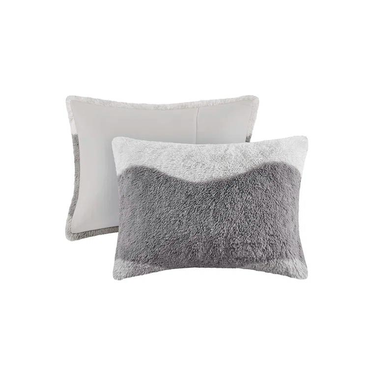 Intelligent Design 3pc Full/Queen Rachel Ombre Shaggy Faux Fur Comforter Set Gray: Hypoallergenic, Contemporary Style