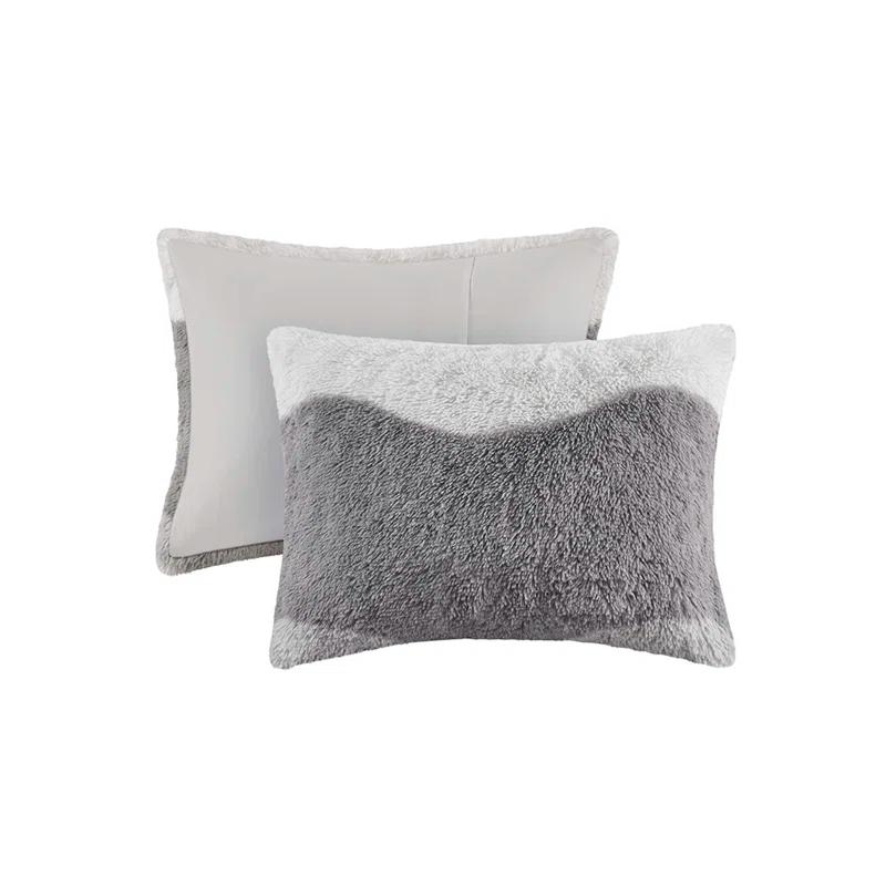 Intelligent Design 3pc Full/Queen Rachel Ombre Shaggy Faux Fur Comforter Set Gray: Hypoallergenic, Contemporary Style
