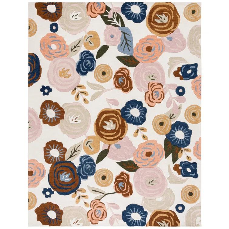 Safavieh Chelsea Tufted Wool Cotton With Latex Floral Rug in Ivory/Pink