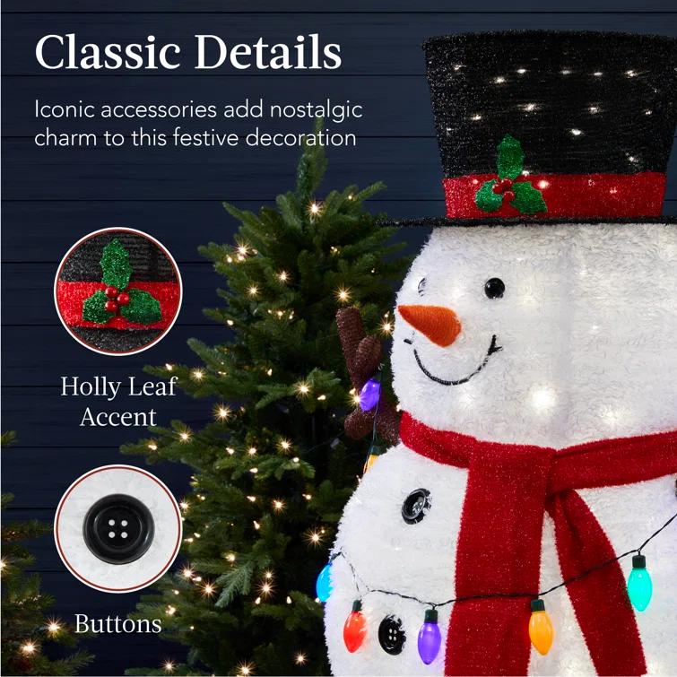 The Holiday Aisle® The Holiday Aisle® 5Ft Lighted Pop-Up Snowman, Outdoor Christmas Holiday Decoration W/ 200 LED Lights, Hat, Scarf