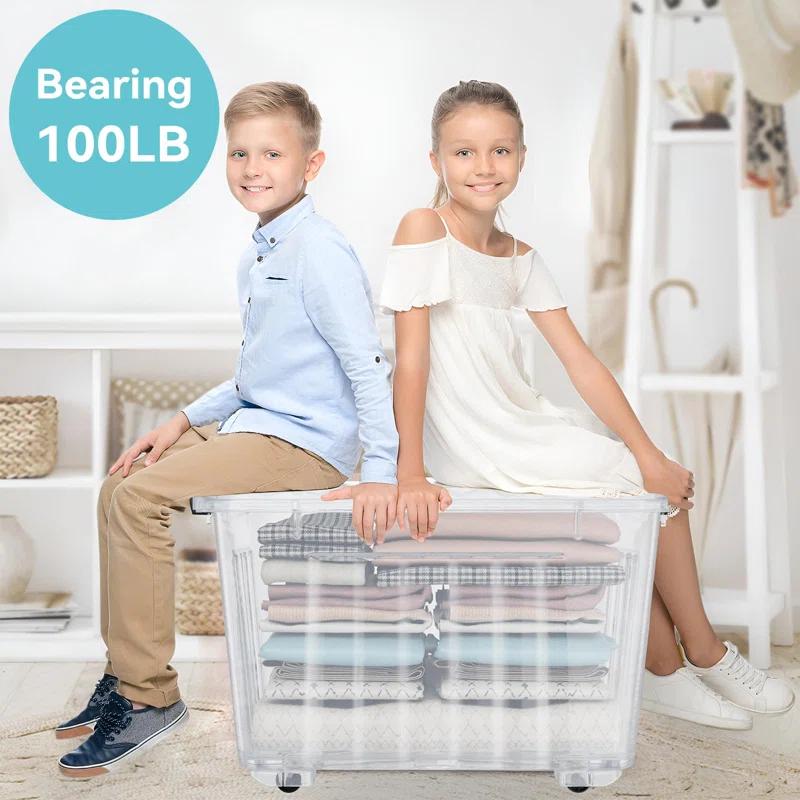 APPENIN WINTER PARK CORP 72 Quart Plastic Storage Bin, Stackable And Nestable Storage Boxes With Lids And Secure Latching Buckles, Large Storage Container (Clear, 72Quart-6Pack)