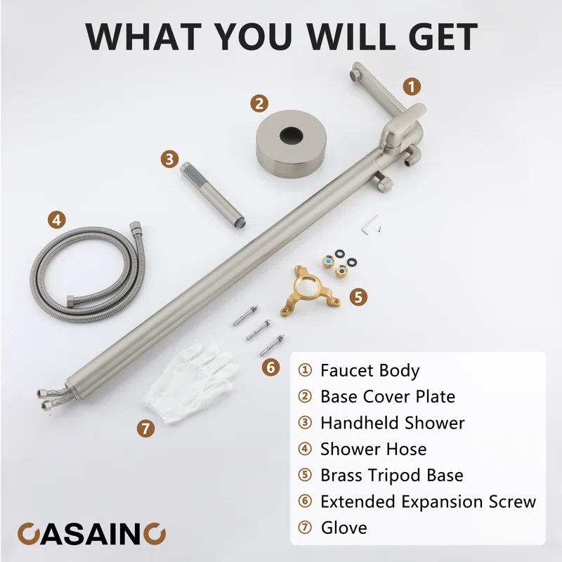 CASAINC KCLT0054-BN Single Handle Freestanding Bathtub Faucet with Diverter and Handshower