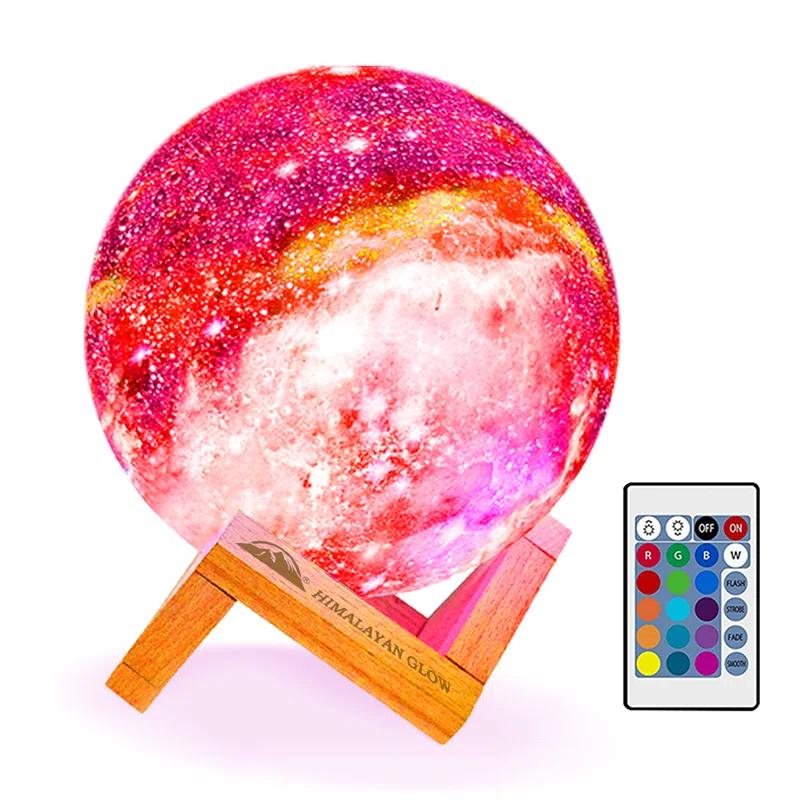 WBM LLC Himalayan Glow 3D galaxy Moon Lamp, 16 Multi-Color LEDs, Unique Idle Gift for Girls, Women