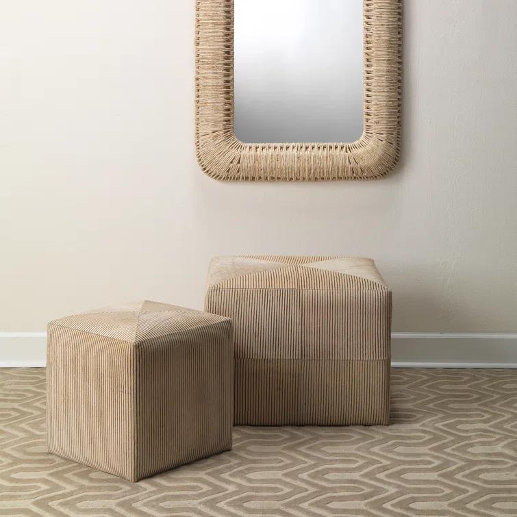 Jamie Young Company Pinstriped Leather Ottoman