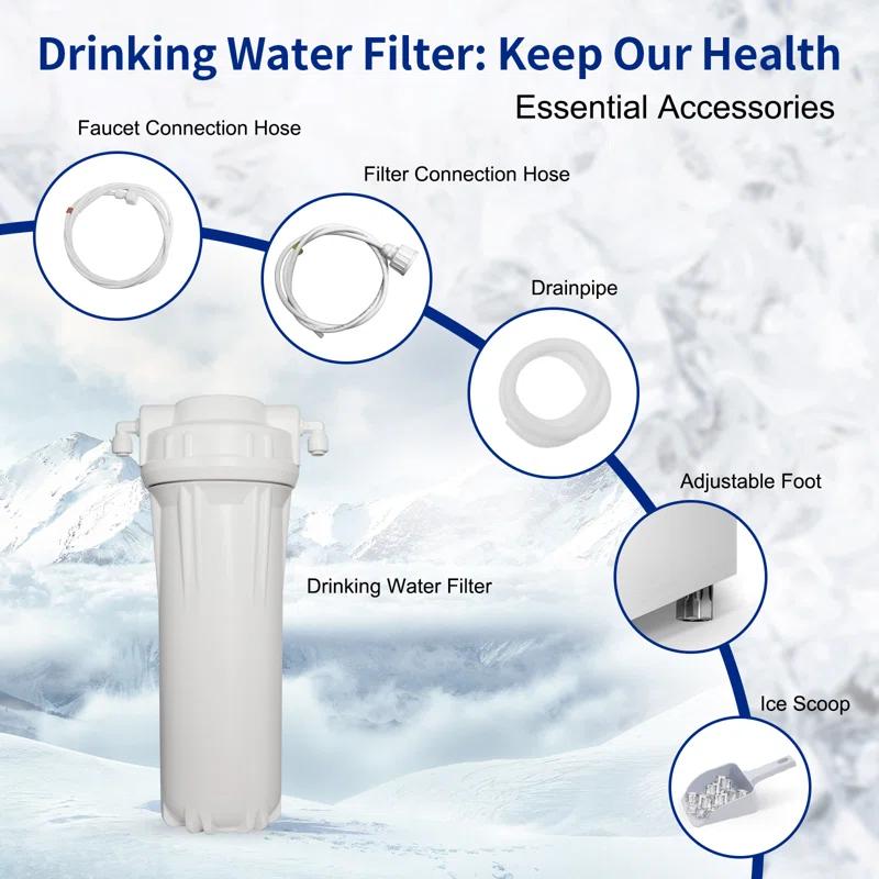 Tittla 24.3 In. 320 Lbs. Built-in Ice Maker with Flip-Up Door, Water Filter, Scoop, and 55 Lbs. Storage Bin