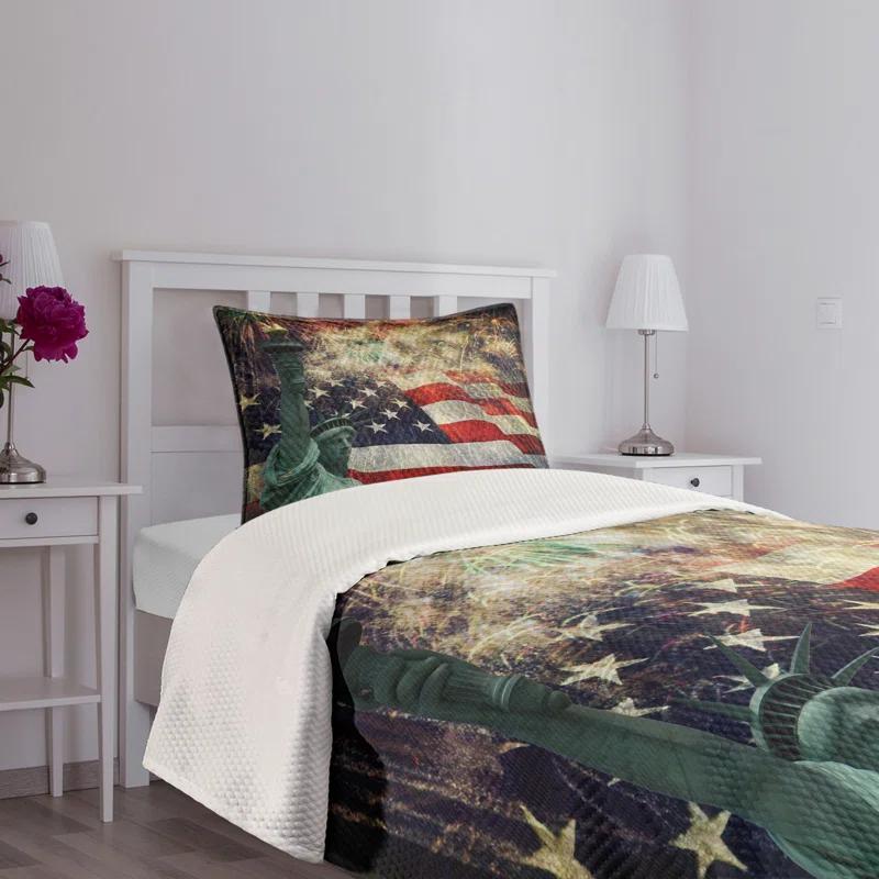 Ambesonne Ambesonne Colorful Bedspread Set Fireworks 4th of July Multicolor