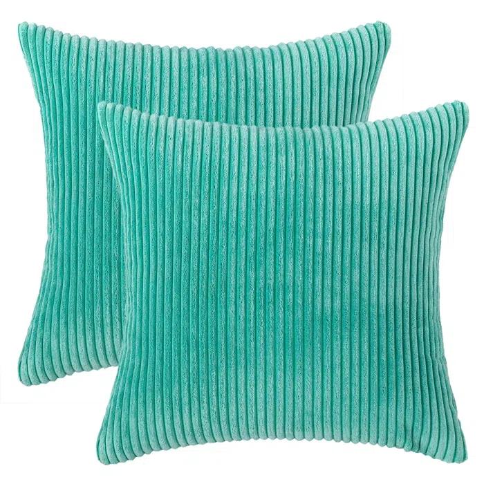 LALA & WONZ Corduroy Striped Throw Pillow Covers (Set of 2)