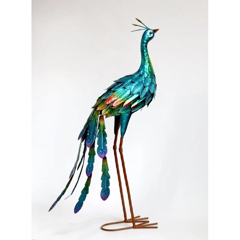 Dakota Fields 30.3"H Metal Standing Peacock Garden Sculpture