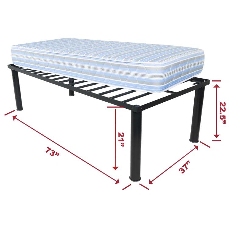 White Noise Ziva University Heavy Duty Steel Platform Bed Base with 3" Round Tube Legs | Wayfair
